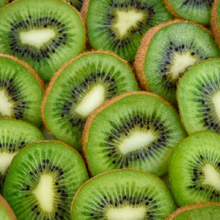 Up-close sliced kiwi