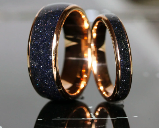 space themed wedding rings